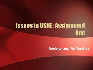 Issues in USHE: Assignment One