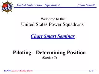 Welcome to the United States Power Squadrons' Chart Smart Seminar