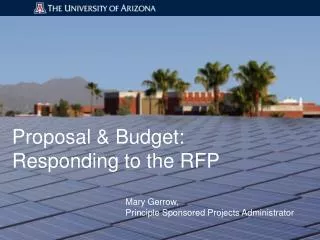 Proposal &amp; Budget: Responding to the RFP