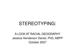STEREOTYPING: