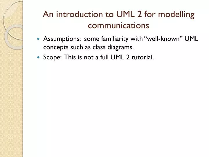 an introduction to uml 2 for modelling communications