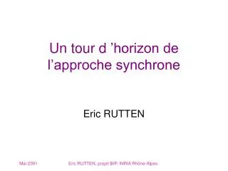 un tour d horizon de l approche synchrone