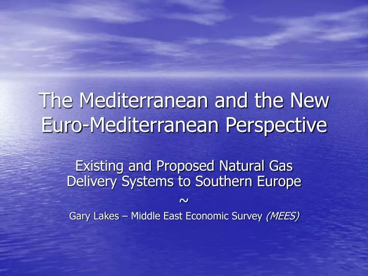 the mediterranean and the new euro mediterranean perspective