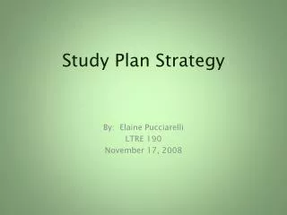 Study Plan Strategy