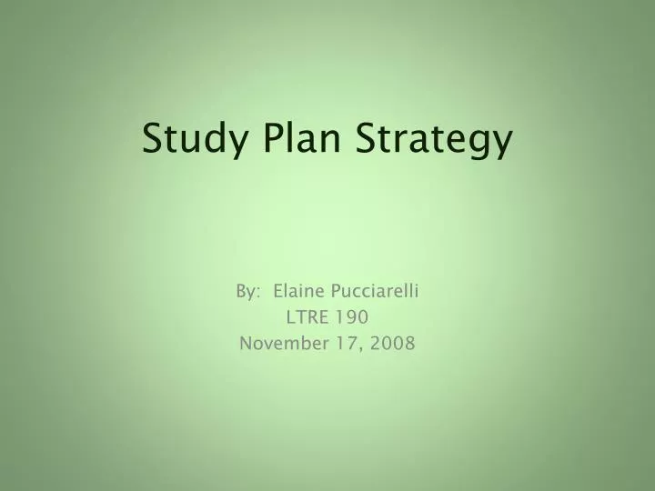 study plan strategy
