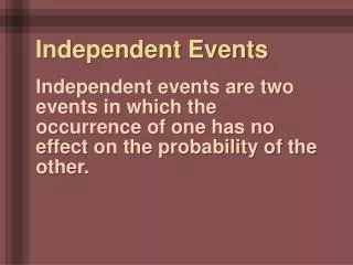 Independent Events