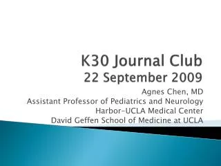 K30 Journal Club 22 September 2009