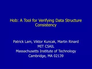 Hob: A Tool for Verifying Data Structure Consistency
