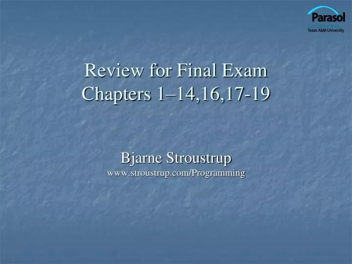 review for final exam chapters 1 14 16 17 19