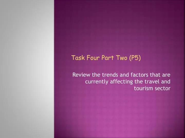 review the trends and factors that are currently affecting the travel and tourism sector