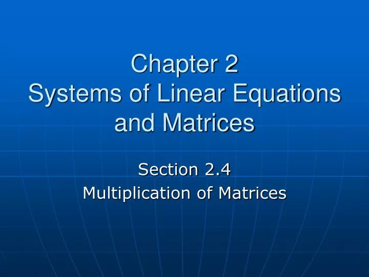 chapter 2 systems of linear equations and matrices