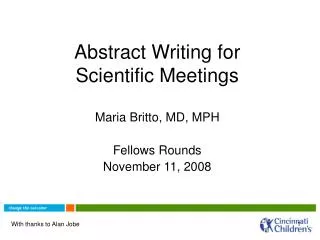 Abstract Writing for Scientific Meetings