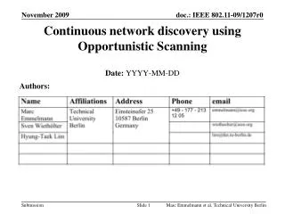 Continuous network discovery using Opportunistic Scanning