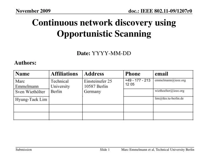 continuous network discovery using opportunistic scanning