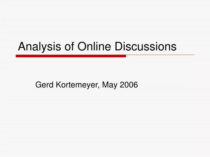 analysis of online discussions