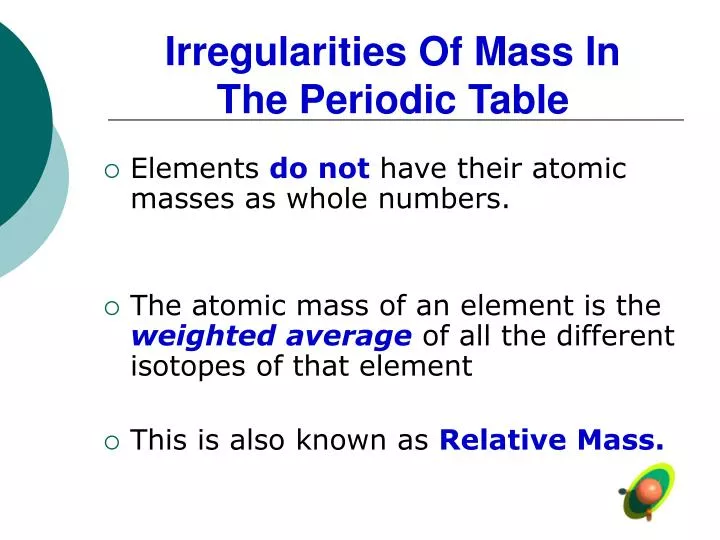 irregularities of mass in the periodic table