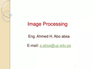 Image Processing Eng. Ahmed H. Abo absa E-mail: a.absa@up.ps