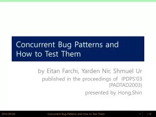 Concurrent Bug Patterns and How to Test Them