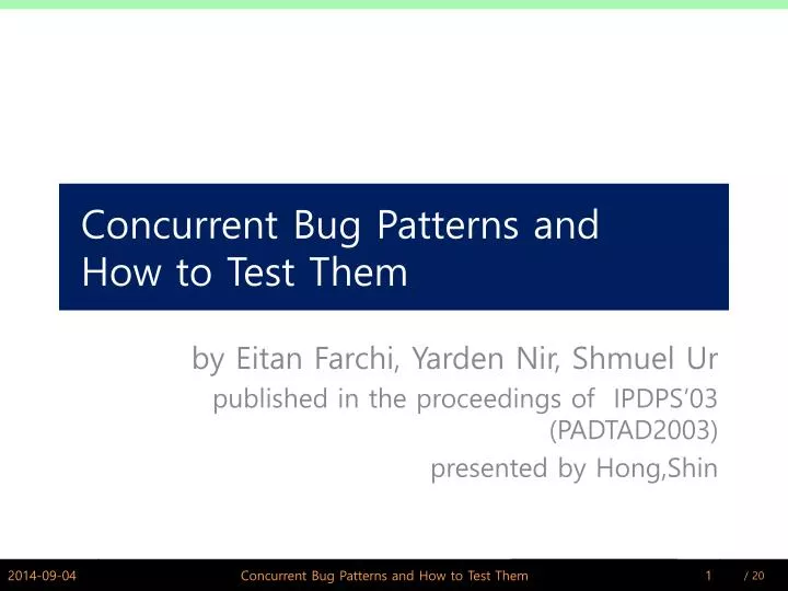 concurrent bug patterns and how to test them