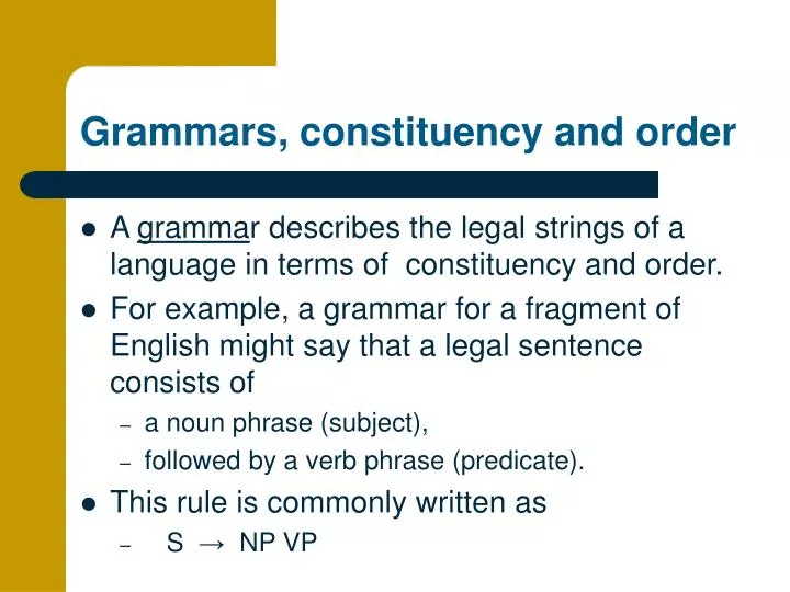 grammars constituency and order