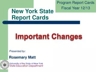 New York State Report Cards