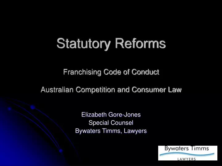 statutory reforms franchising code of conduct australian competition and consumer law
