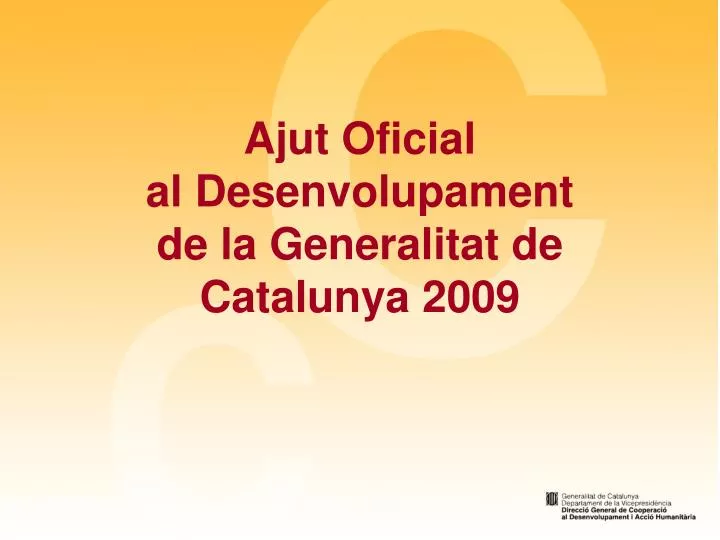 ajut oficial al desenvolupament de la generalitat de catalunya 2009