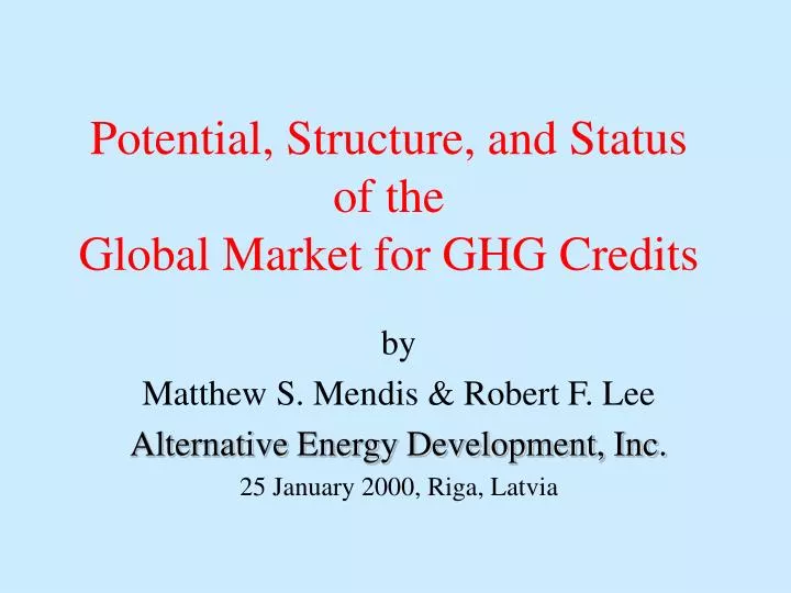 potential structure and status of the global market for ghg credits
