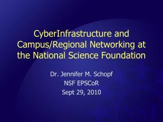 CyberInfrastructure and Campus/Regional Networking at the National Science Foundation