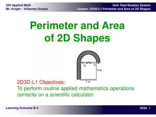 Perimeter and Area of 2D Shapes