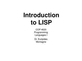 Introduction to LISP