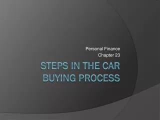 Steps in the Car Buying Process