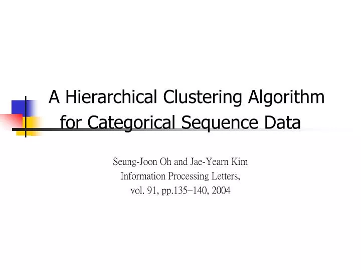 a hierarchical clustering algorithm for categorical sequence data