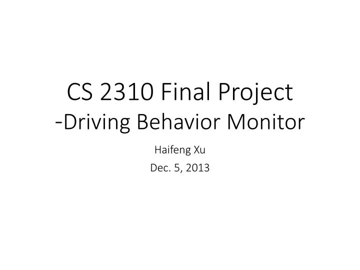 cs 2310 final project driving behavior monitor