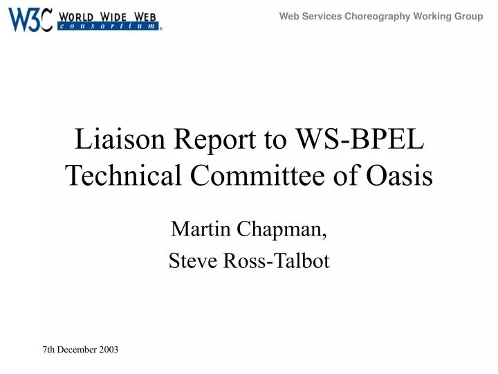 liaison report to ws bpel technical committee of oasis