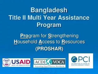 Bangladesh Title II Multi Year Assistance Program