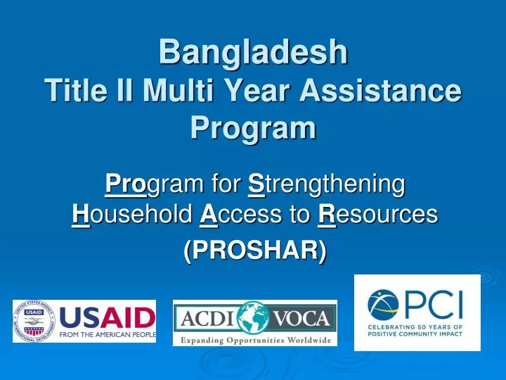 bangladesh title ii multi year assistance program