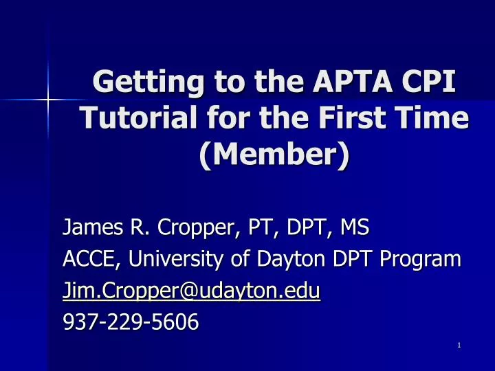 getting to the apta cpi tutorial for the first time member
