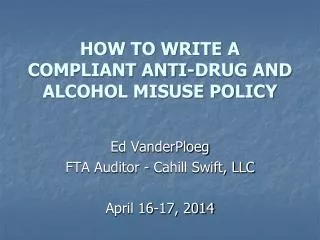 how to write a compliant anti drug and alcohol misuse policy