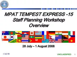 MPAT TEMPEST EXPRESS -15 Staff Planning Workshop Overview