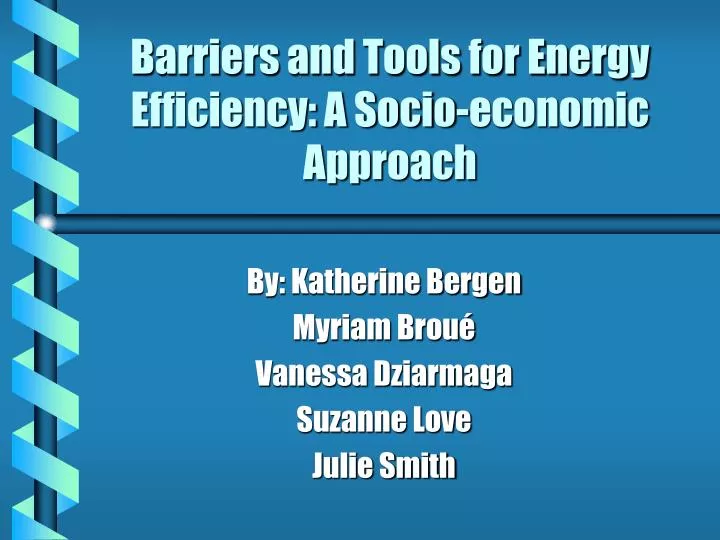 barriers and tools for energy efficiency a socio economic approach