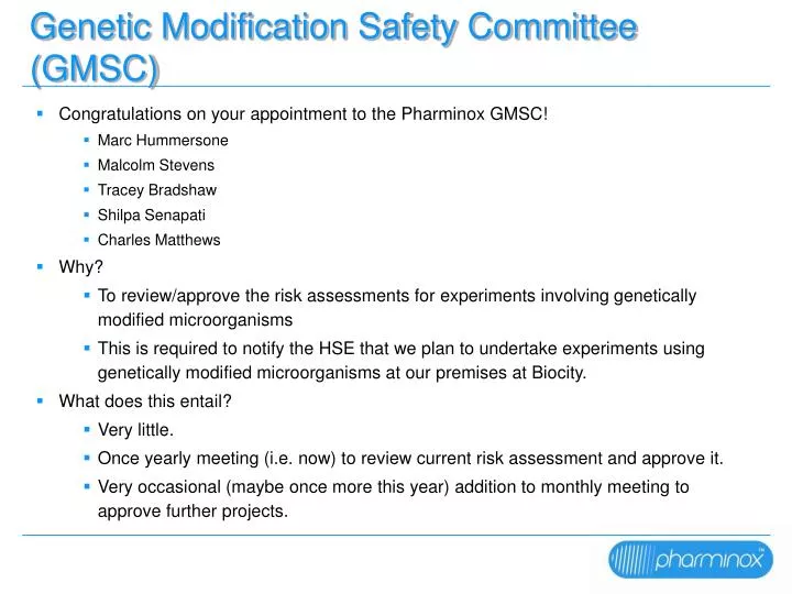 genetic modification safety committee gmsc