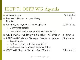 ietf 71 ospf wg agenda