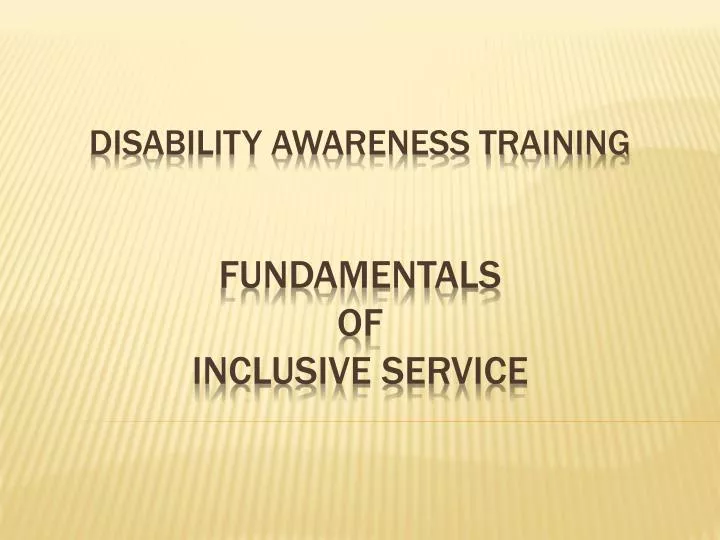 disability awareness training fundamentals of inclusive service