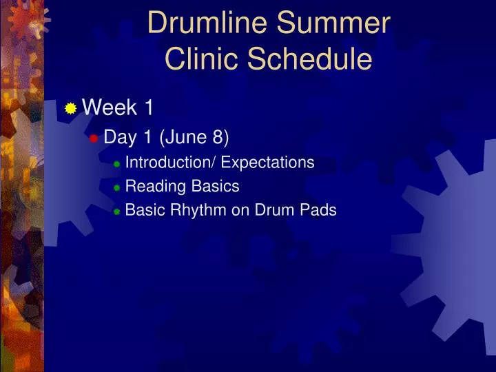 drumline summer clinic schedule