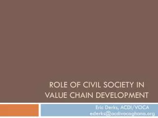Role of Civil Society in Value Chain Development