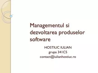 managementul si dezvoltarea pro duselor software