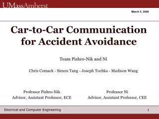 Car-to-Car Communication for Accident Avoidance
