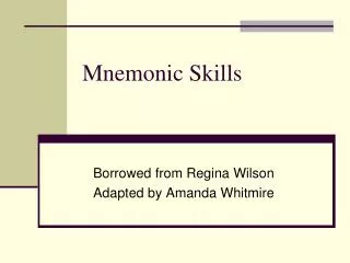 Mnemonic Skills