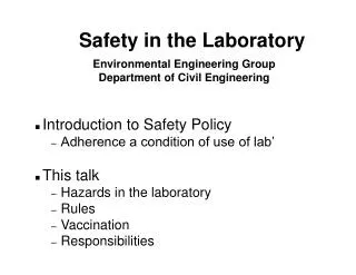 Environmental Engineering Group Department of Civil Engineering